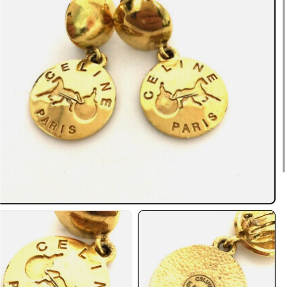 💝 Celine Gold Tone Clip-on Earrings made in France 💝 - Picture 3 of 5